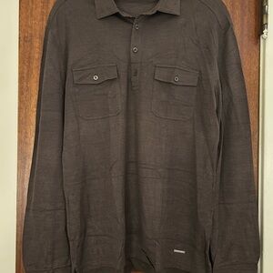 Ermenegildo Zegna Dark Brown Casual Button Down Shirt